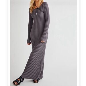 Free People Beach Walk About Ribbed Maxi Dress 100% Cotton